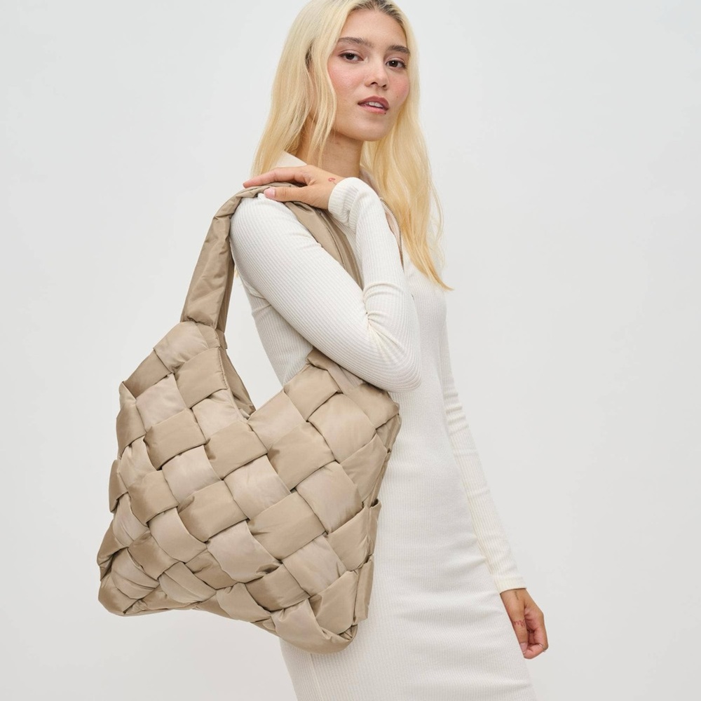 NWT Sol and Selene Nude Tan Woven Waterproof Tote Bag